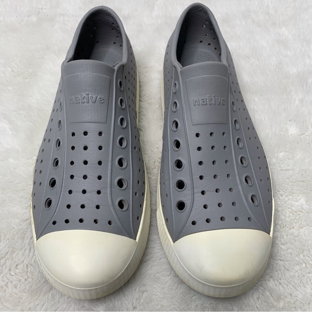 Native Jefferson Men's Gray White Slip On Rubber Slip On Shoes Size 7